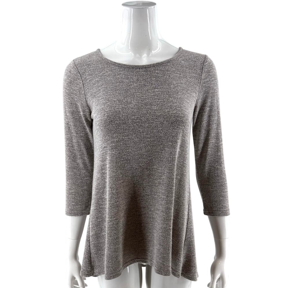 BKE Womens Tunic Sweater Size Small Brown Gray Heather Ribbon Tie Back